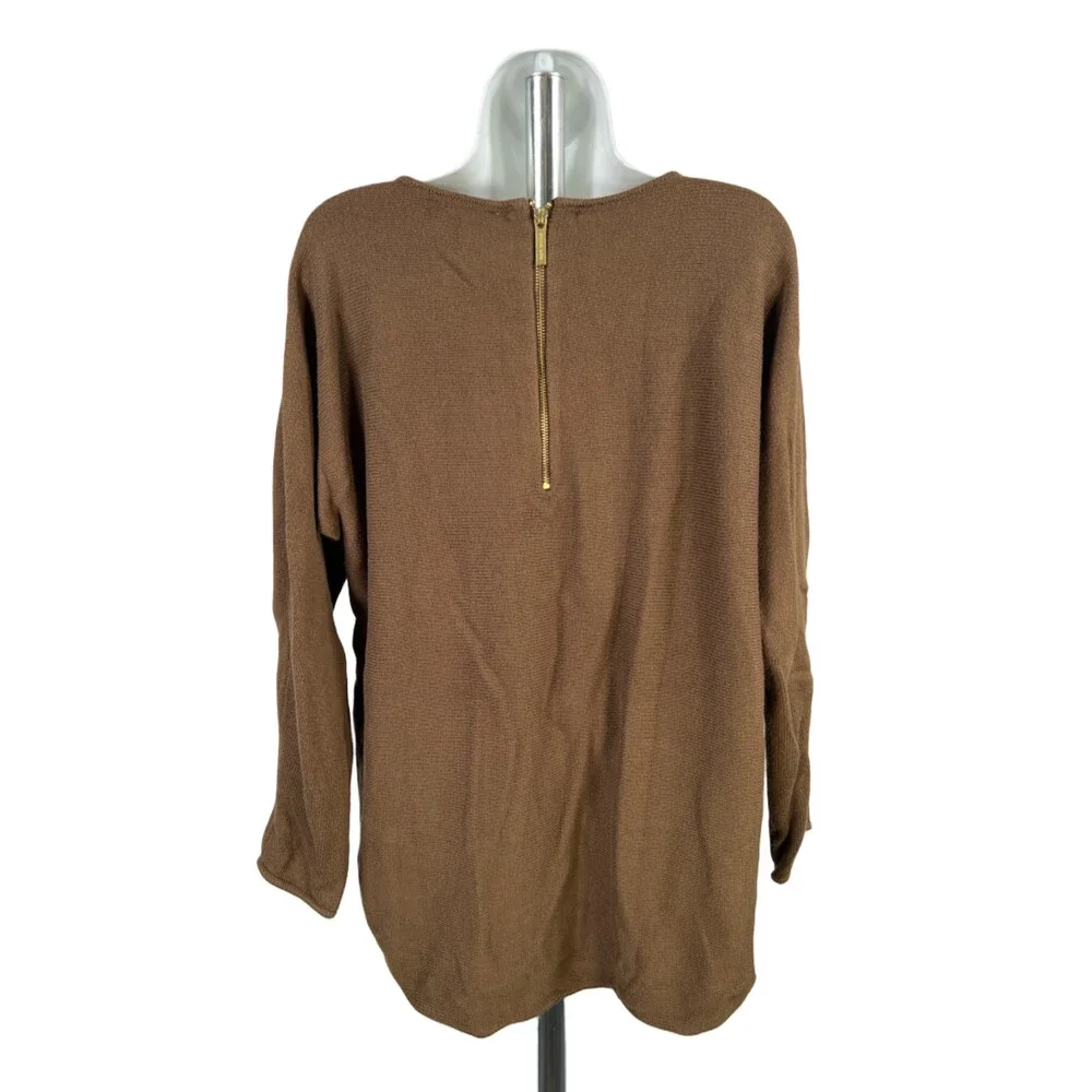 Michael Kors Women's Green Zipper Back Long Sleeve Sweater - XL